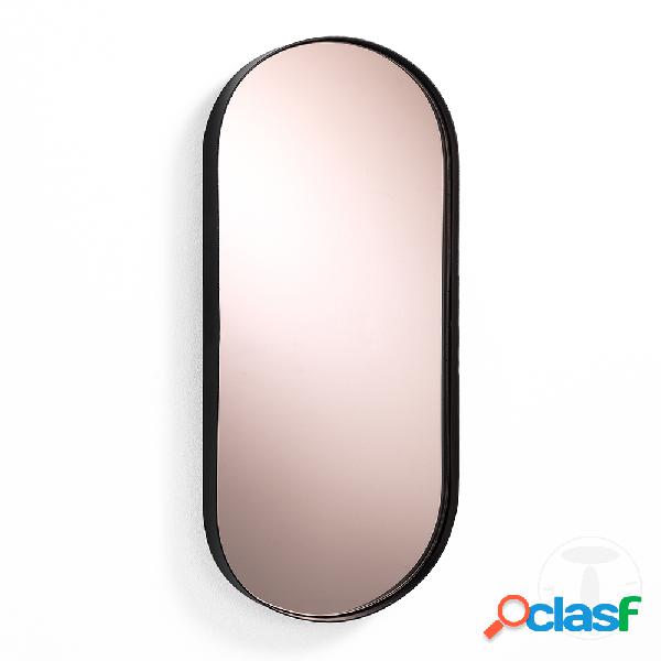 Specchio ovale moderno da parete colorato rosa cornice in