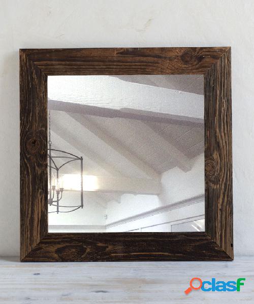 Specchio quadrato da appendere in legno di abete stile