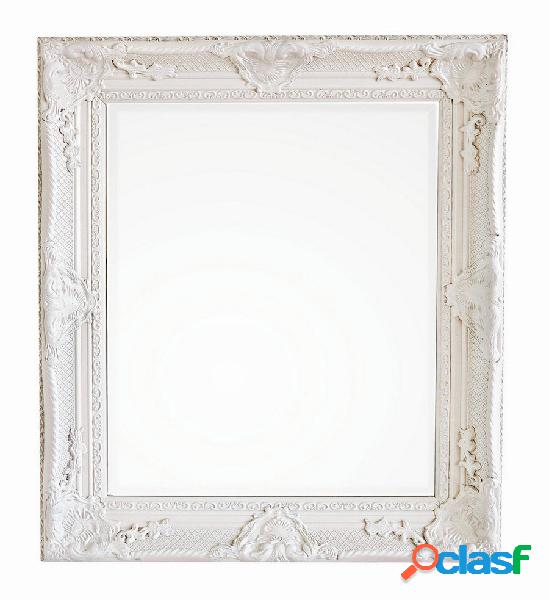 Specchio rettangolare in legno colore bianco stile classico