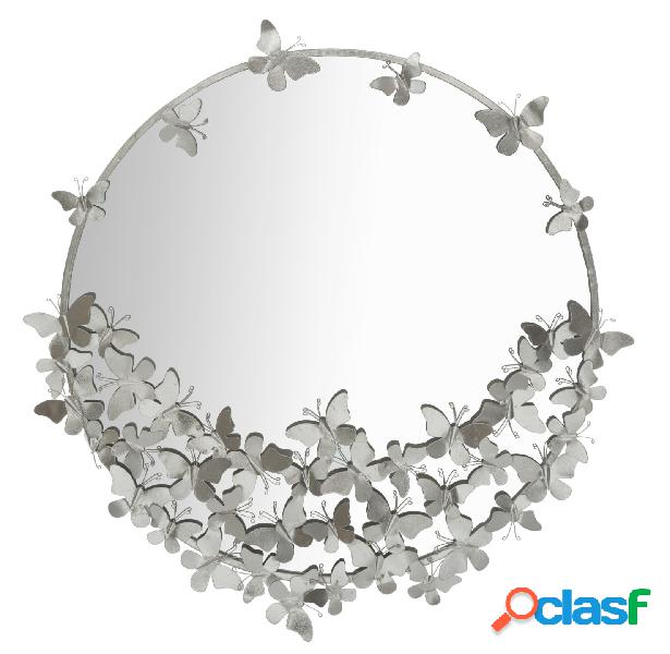 Specchio tondo da parete cornice in metallo colore argento