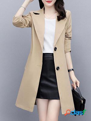 Spring And Autumn Fashion Solid Color Slim-fit Trench Coat
