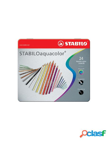 Stabilo aquacolor scatola in metallo da 24 pastelli a matita