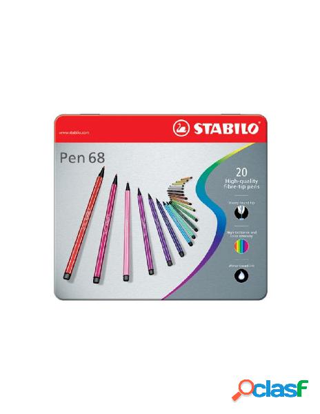 Stabilo pen 68 scatola in metallo da 20 colori ass.