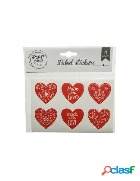 Sticker paper heart 6ass red