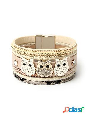 Stylish Diamond-Studded Owl-Embellished Bracelet In Boho