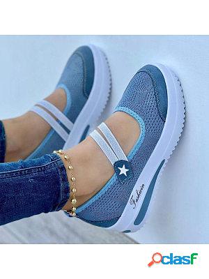Summer Casual Solid Color Wedge Round Toe Shoes