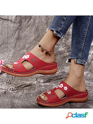 Summer Embroidered Platform Sandals