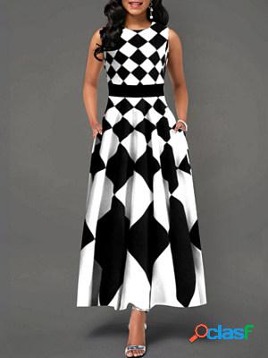 Summer Geometric Print Sleeveless Maxi Dress