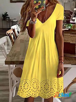 Summer Lace V-Neck Short Sleeve Dress