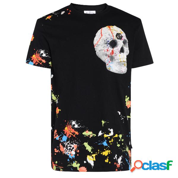 T-Shirt Philipp Plein Dripping Skull nera