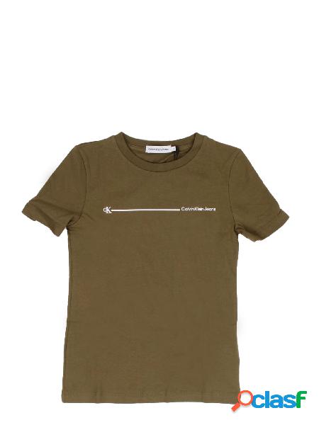 T-shirt Bambino CALVIN KLEIN Verde militare Logo tee