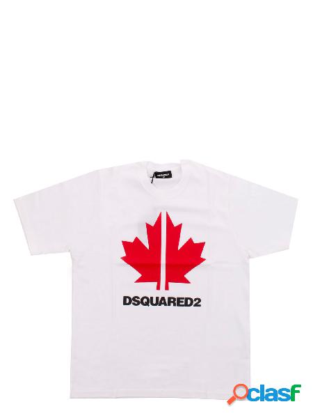 T-shirt Unisex DSQUARED2 Bianco Slouch fit logo