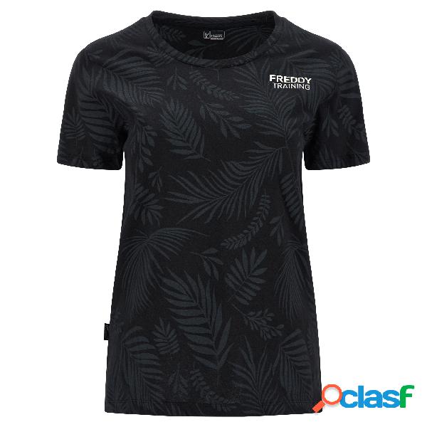 T-shirt comfort in jersey con stampa foliage tropicale