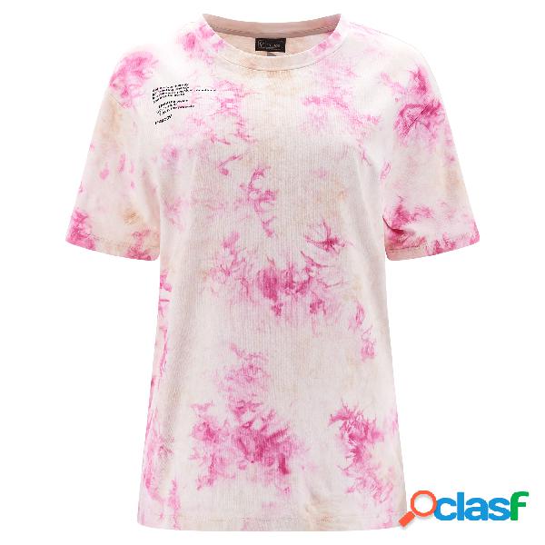 T-shirt in cotone tie dye con stampa lettering