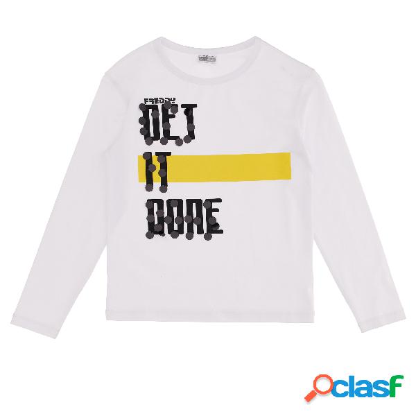 T-shirt manica lunga e stampa decorata con maxi paillettes