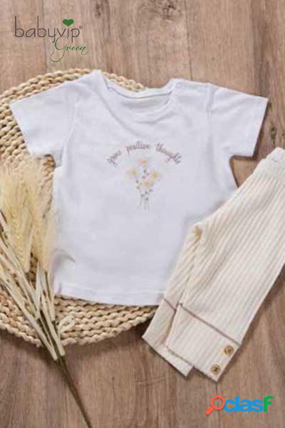 T-shirt neonata a mezza manica in cotone organico con stampa