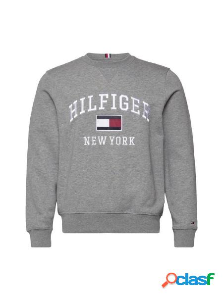 TOMMY HILFIGER Felpa girocollo con logo GRIGIO