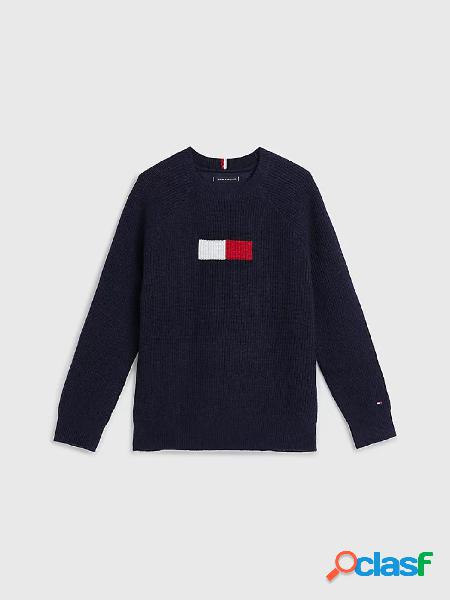 TOMMY HILFIGER Pullover a coste con bandiera Blu