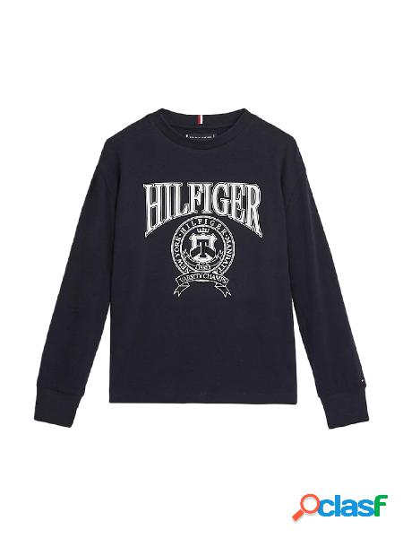 TOMMY HILFIGER T-shirt a manica lunga con maxi logo Blu