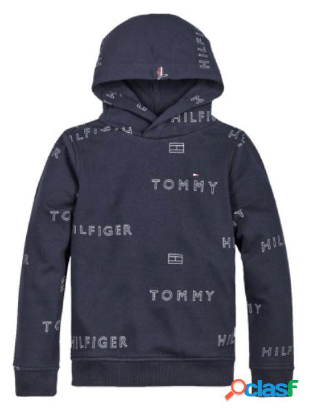 TOMMY HILFIGER felpa da bambino con cappuccio in cotone BLU