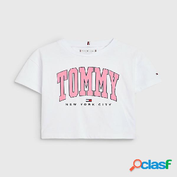 TOMMY HILFIGER t-shirt con logo a contrasto BIANCA