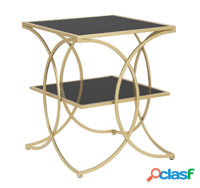Tavolino basso da salotto design in metallo dorato ripiani