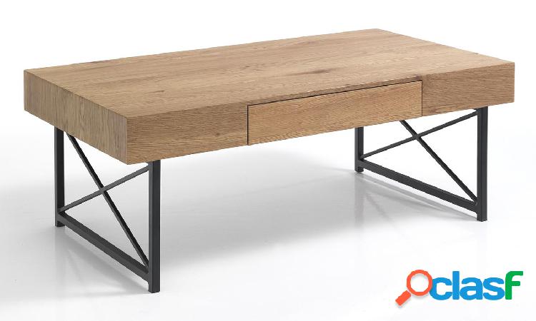 Tavolino basso da salotto gambe in metallo piano in legno