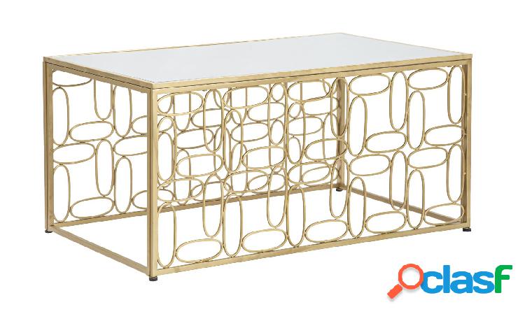 Tavolino da caffè moderno struttura in metallo dorato piano