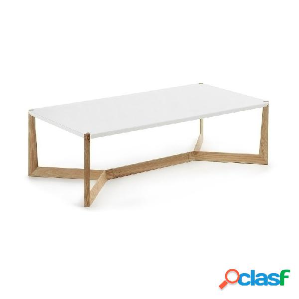 Tavolino da salotto 120x60cm pino bianco e gambe in acero
