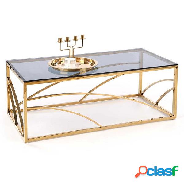 Tavolino da salotto 120x60cm vetro acciaio cromato oro Cuvel
