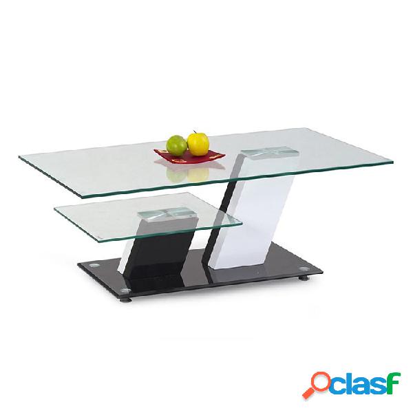 Tavolino da salotto design 110x60cm bianco nero laccato