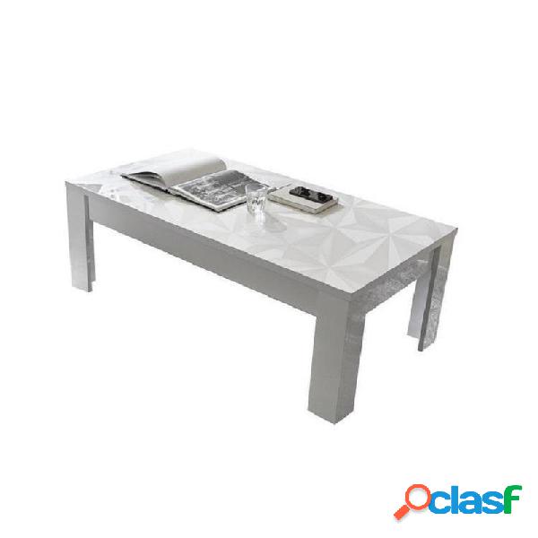 Tavolino da salotto design 122x65cm bianco laccato lucido
