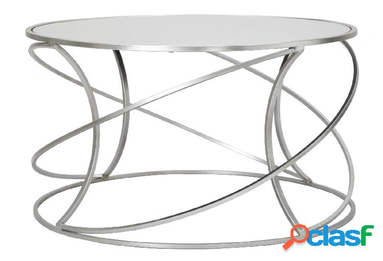 Tavolino da salotto design in metallo colore argento piano a