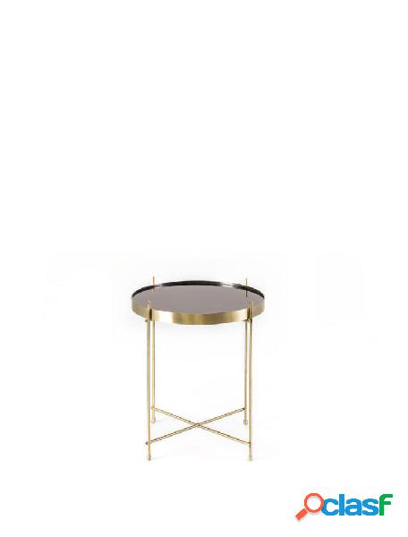 Tavolino da salotto in metallo colore ottone lucido piano in