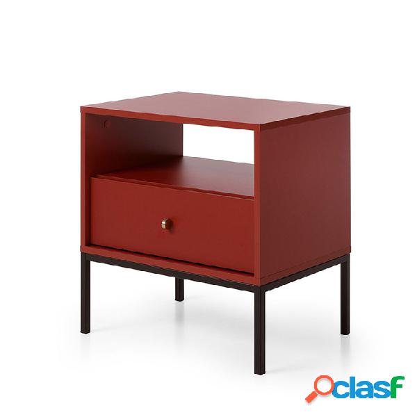Tavolino da salotto moderno 54x56cm rosso 1 cassetto Glory