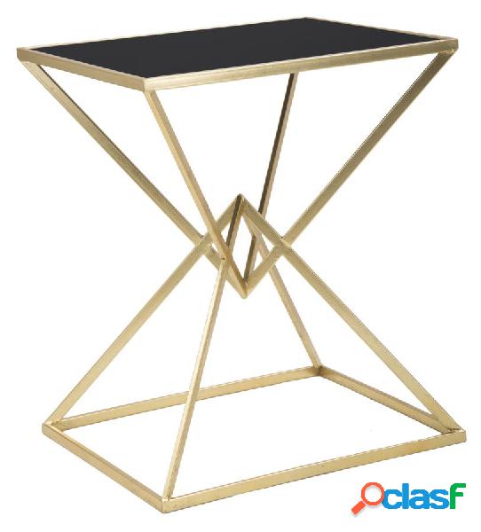 Tavolino da salotto moderno in vetro e metallo colore oro cm