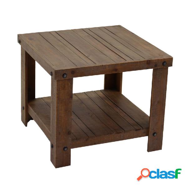 Tavolino da salotto quadrato basso con ripiano in legno