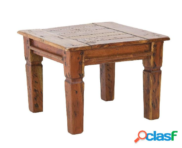 Tavolino quadrato basso in legno massello di acacia cm