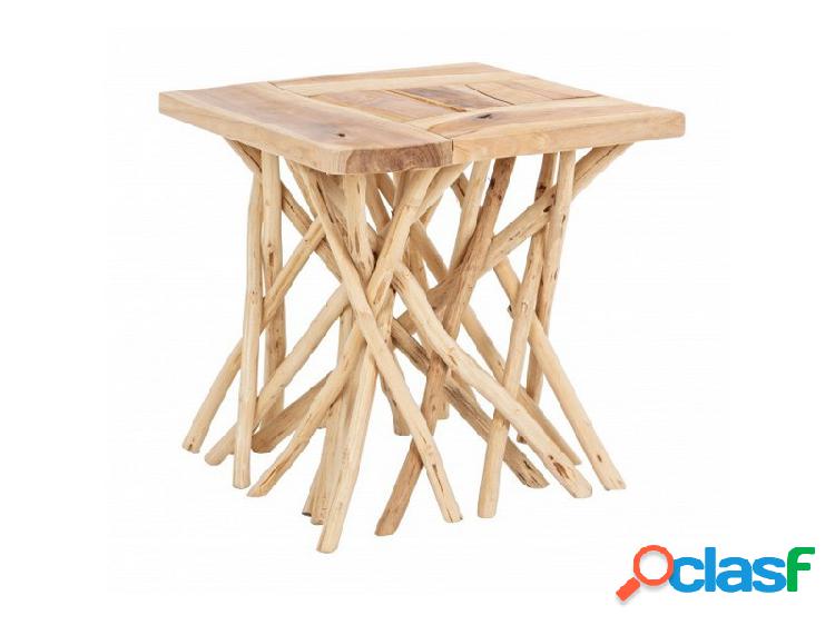 Tavolino quadrato da salotto in legno di teak naturale cm