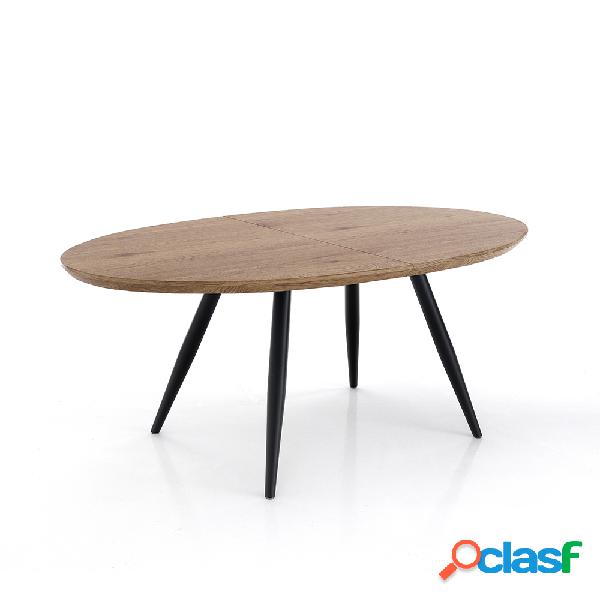 Tavolo allungabile con piano ovale in legno e gambe oblique
