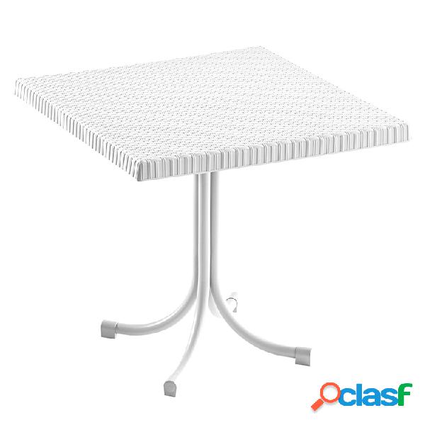 Tavolo da giardino quadrato 80x80cm polipropilene bianco Ivo