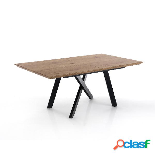 Tavolo da pranzo allungabile piano in legno base in metallo