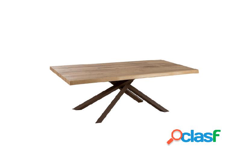 Tavolo da pranzo fisso piano in legno gambe incrociate