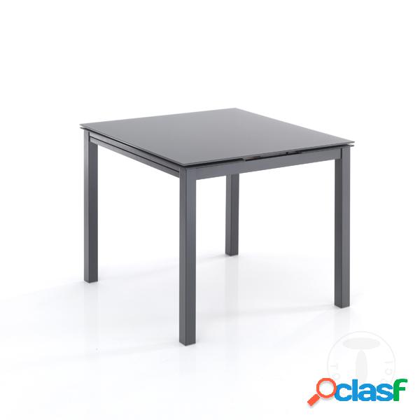 Tavolo da pranzo quadrato grigio allungabile in metallo e