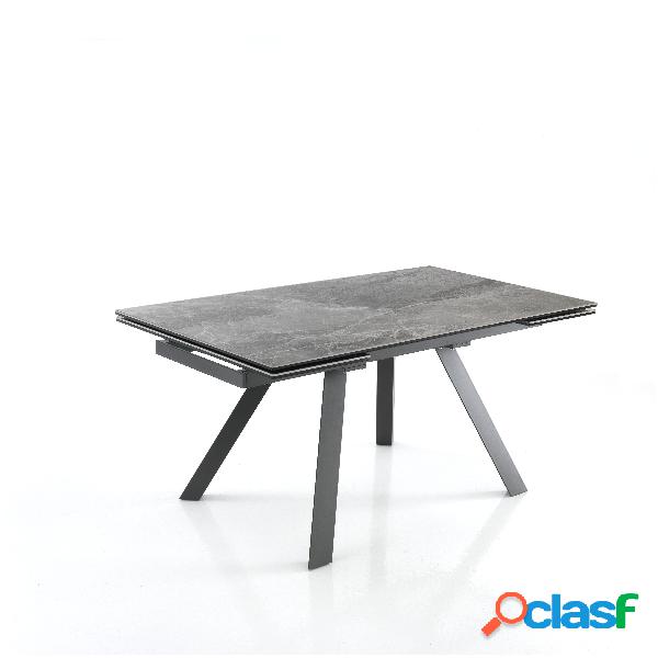 Tavolo design allungabile piano effetto marmo gambe oblique
