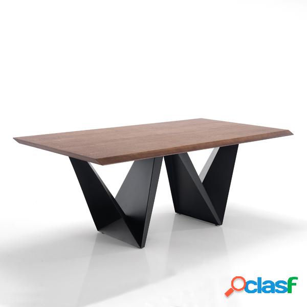 Tavolo fisso design moderno rettangolare in metallo e legno