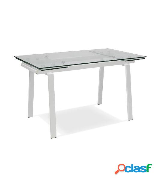 Tavolo moderno allungabile piano in vetro gambe in metallo