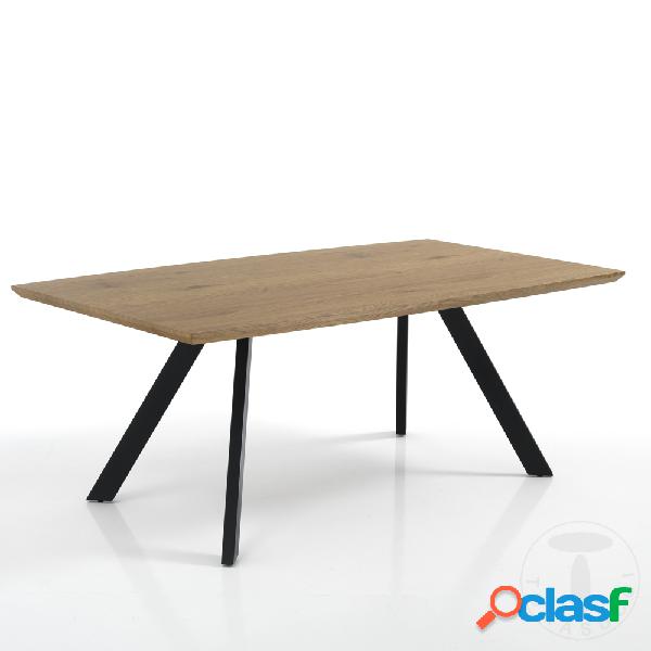Tavolo moderno scrivania gambe in metallo piano in legno cm