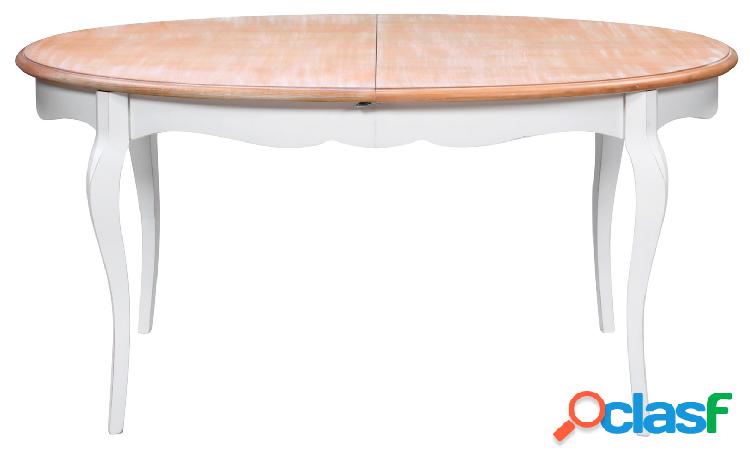 Tavolo ovale classico country allungabile in legno bianco e