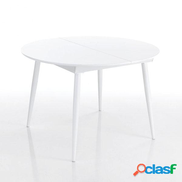 Tavolo ovale moderno allungabile bianco con piano in legno e